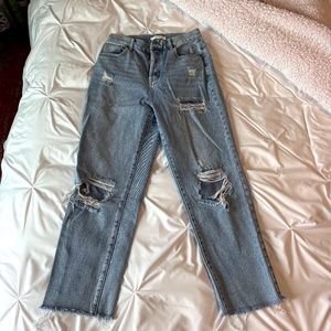 PACSUN high rise straight distressed jeans